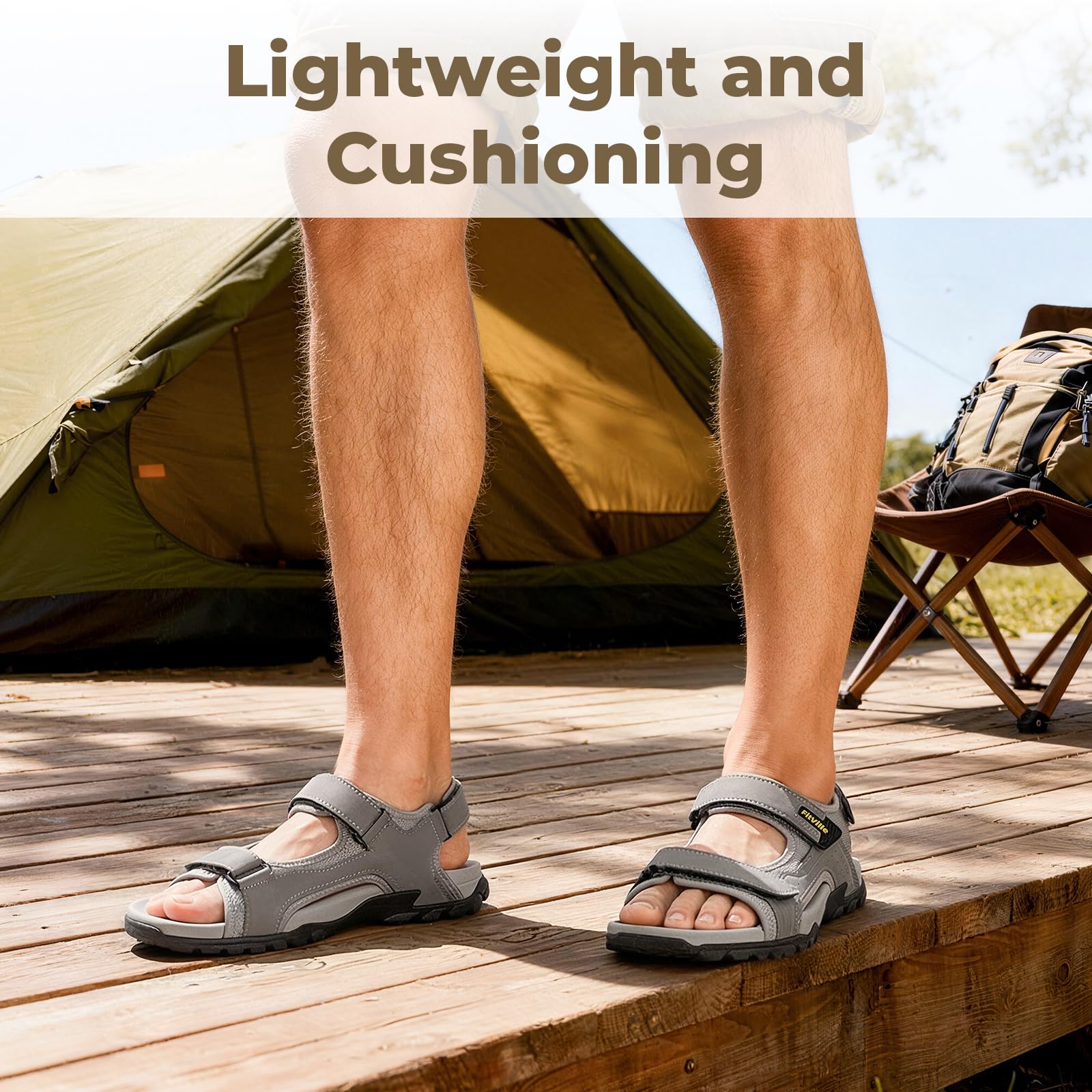FitVille Sandalen Herren Weit Outdoor Sandalen Komfort Trekking Sandalen mit Verstellbarer Klettverschluss Atmungsaktiv Sandalen Sommer Wandersandale Leder für Geschwollene Füße