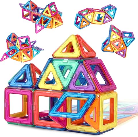 Magnetische Bausteine 40 Teile Magnetbausteine Magnete Kinder Magnetspiel STEM Magnetspielzeug Montessori Spielzeug ab 3 4 5 6 7 8 Jahre Junge Mädchen Bauklötze Kinderspielzeug