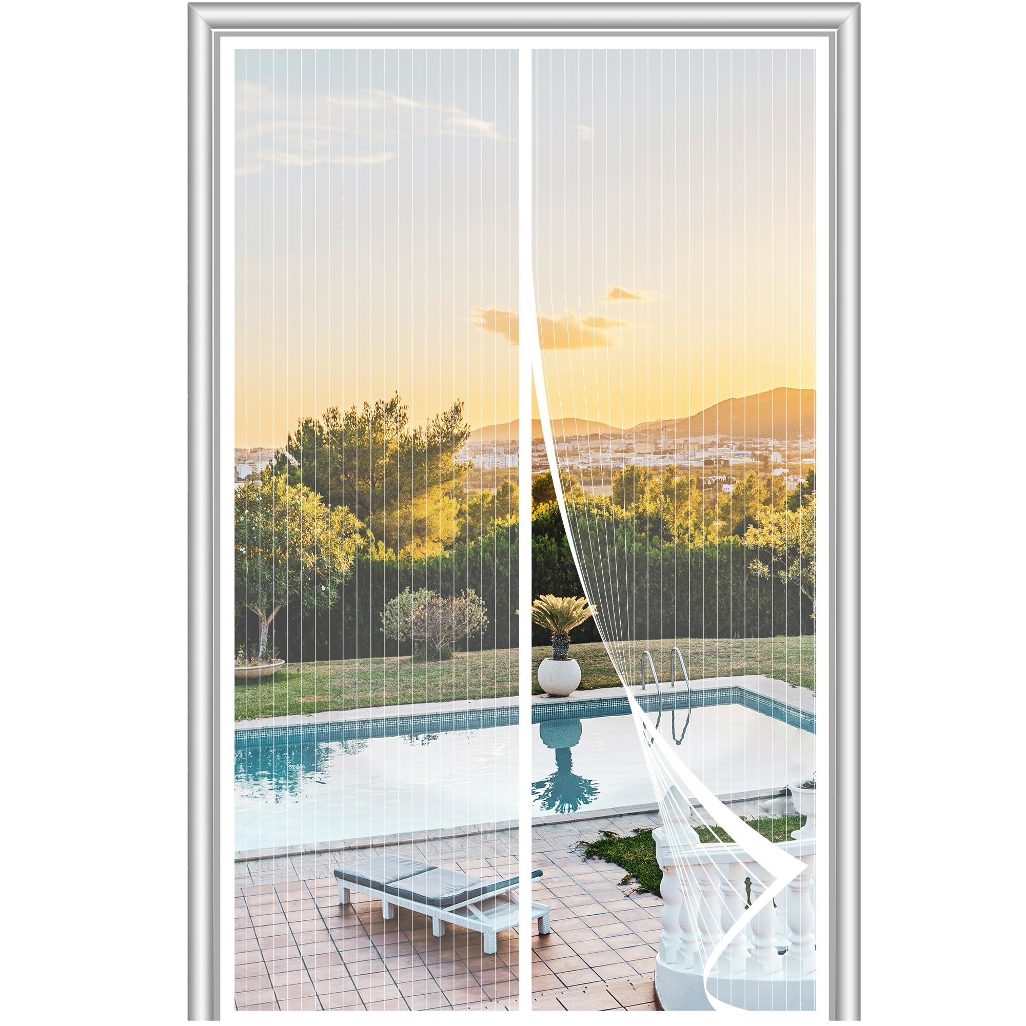 METAONLY Magnetic Screen Door Mesh Fits 38" x 82" Door - Curtain Size 40" x 84", Works for Patio, Sliding Door, Keeps Bug Mosquito Out, Fresh Air Flow
