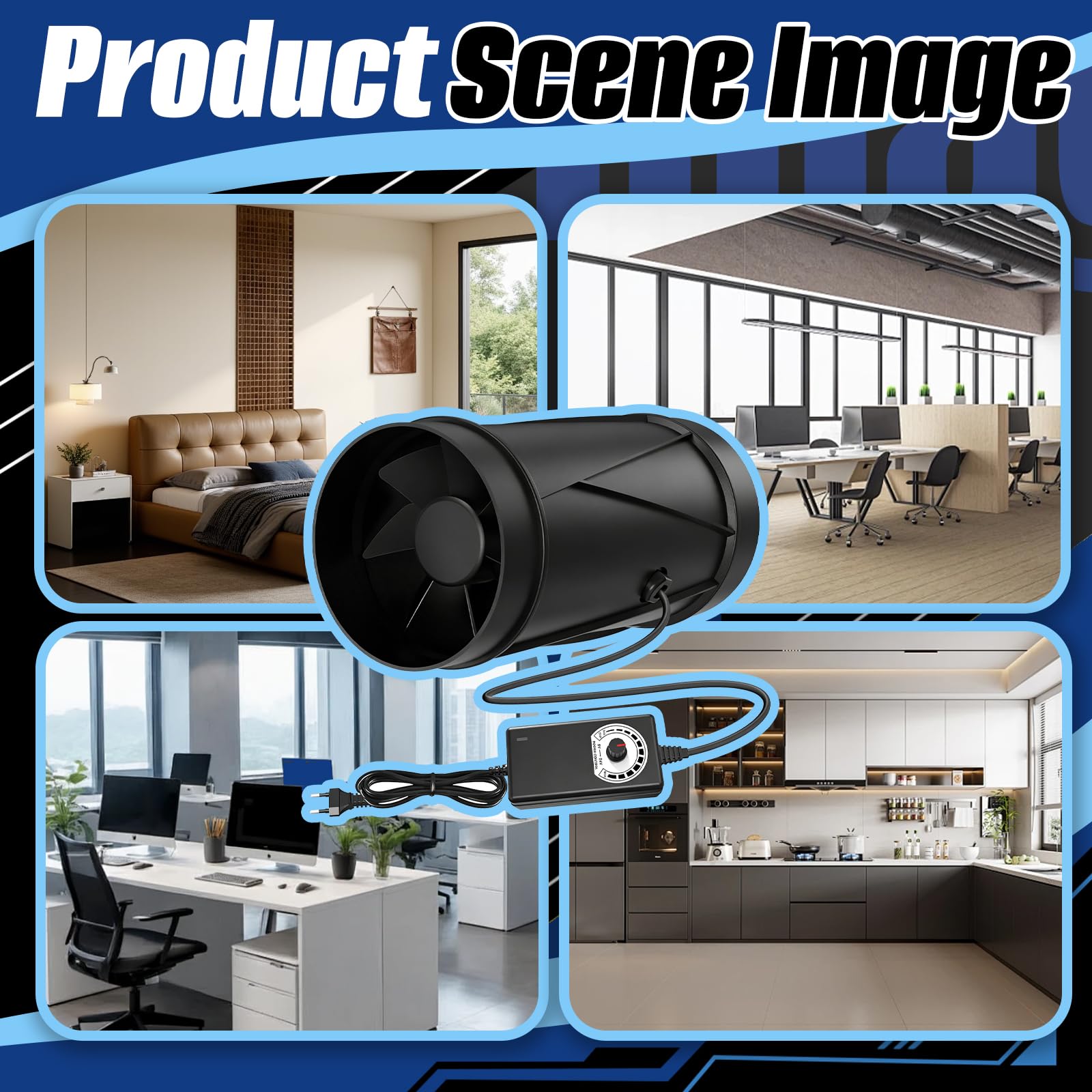 Ventilador De Conducto 150 mm, Extractor De Aire 587 m³/h con Regulador De Velocidad 22W Bajo Consumo 3000 RPM Silencioso Ventilador En Línea Para Cultivo Interior Sótano Cocina Baño Impresión 3D