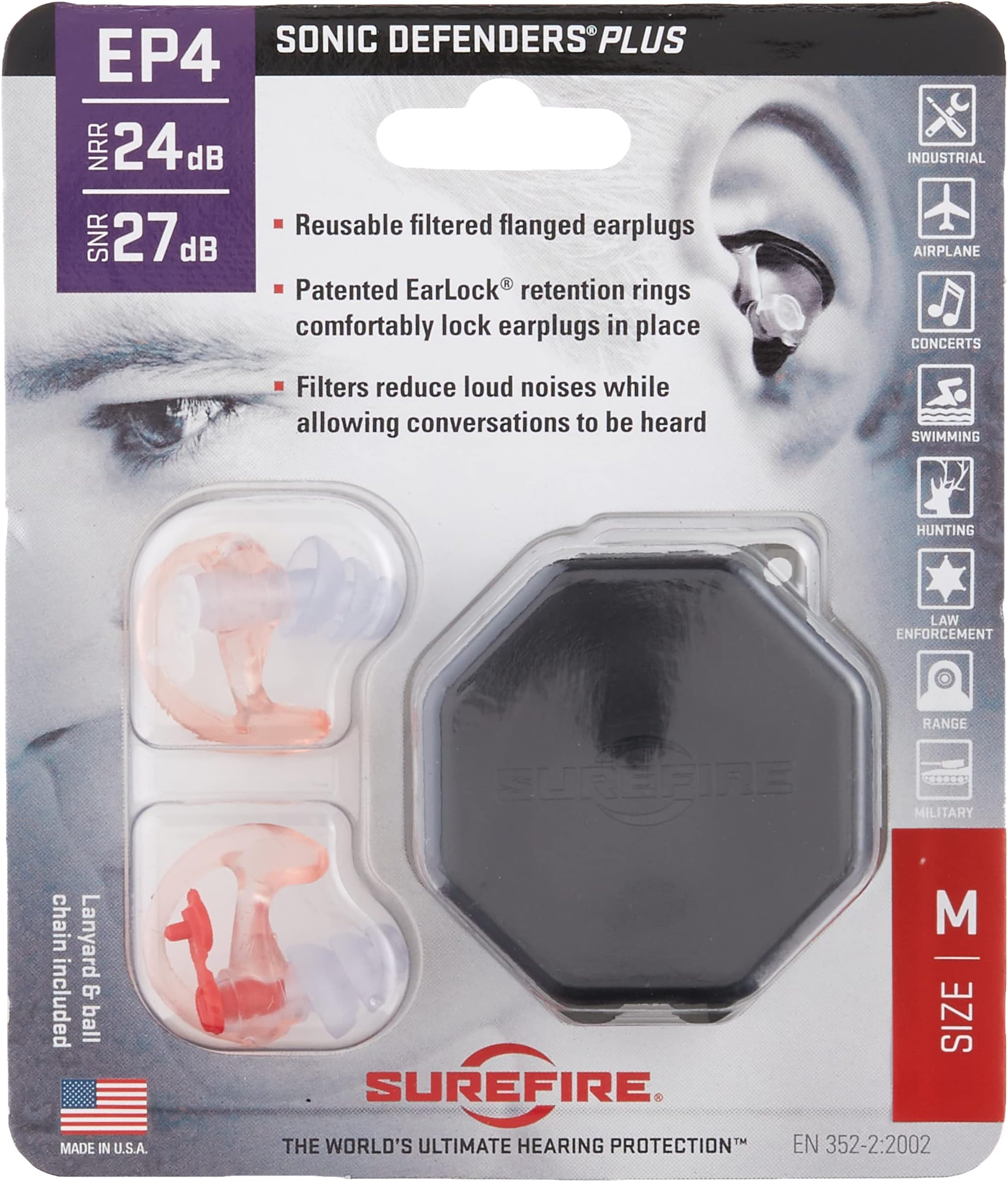 SureFire EP4 Sonic Defenders Plus filtered Earplugs, triple