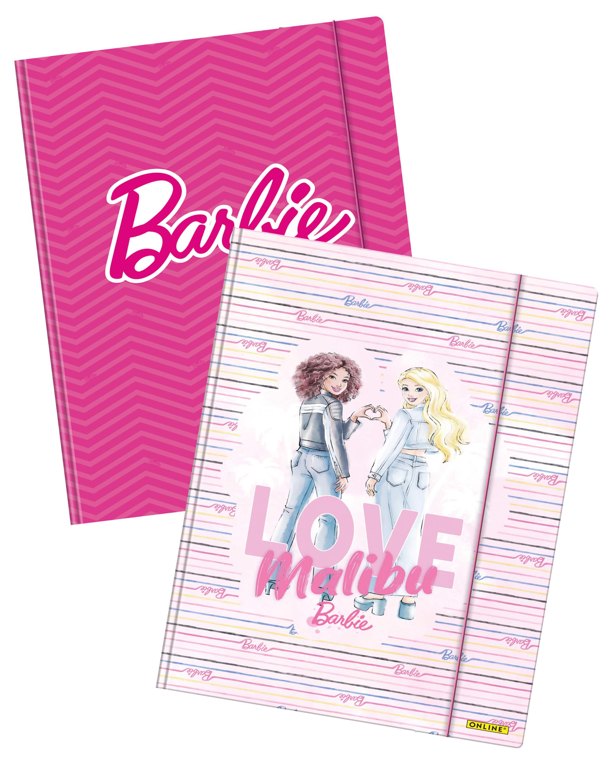 Online Portfolio Folders A3 Barbie Design I Cardboard Folder with Barbie Motif I 2 x Folder with Elastic Band & Inner Flaps I School Folder for Children and Teenagers I Ideal as a Folder I Art Folder