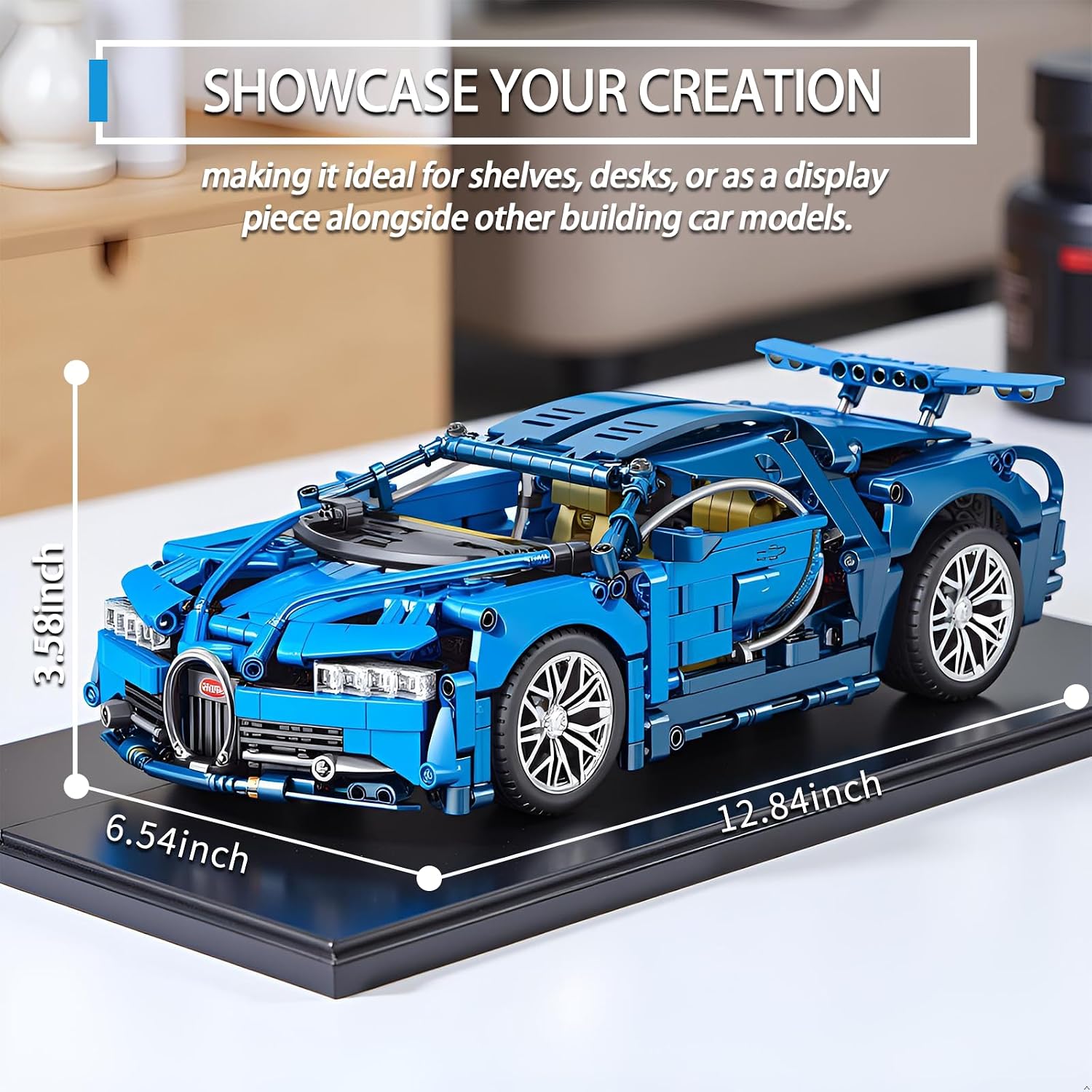 Sports Car Building Sets Easter 1037 PCS 1:14 Scale Technic Model with Movable Doors and Steering Blue Supercar Creative Display Gift Christmas Birthday Ages 14+