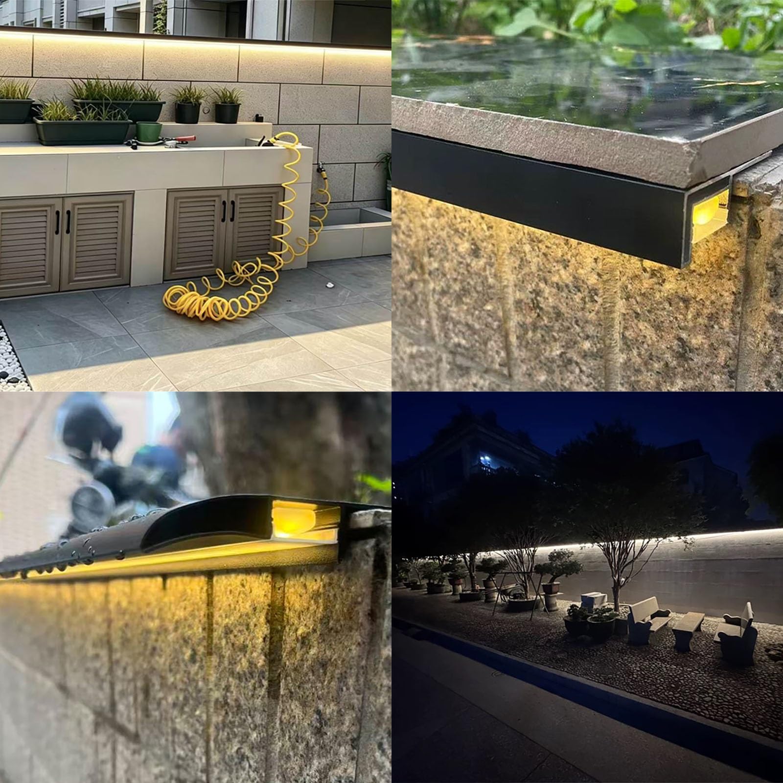 Borde goteo Perfil vierteaguas pico de ave con canal LED, remate alero techo aluminio, perfil impermeable desviador lluvia y protección borde muro exterior(8 PSC)