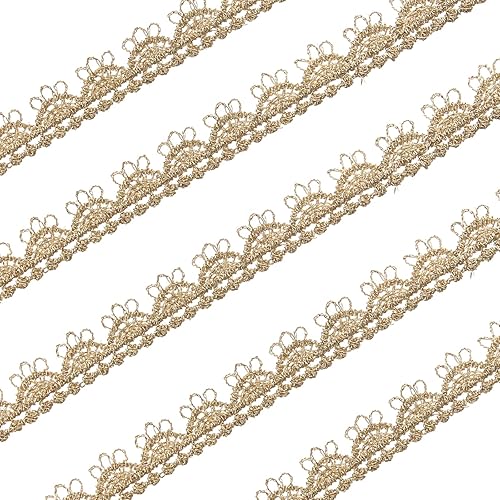 Miniatura 10 de 2.36 pulgadas de ancho con ribete de encaje bordado para costura, cortina y mantel (dorado #19 (4 yardas))