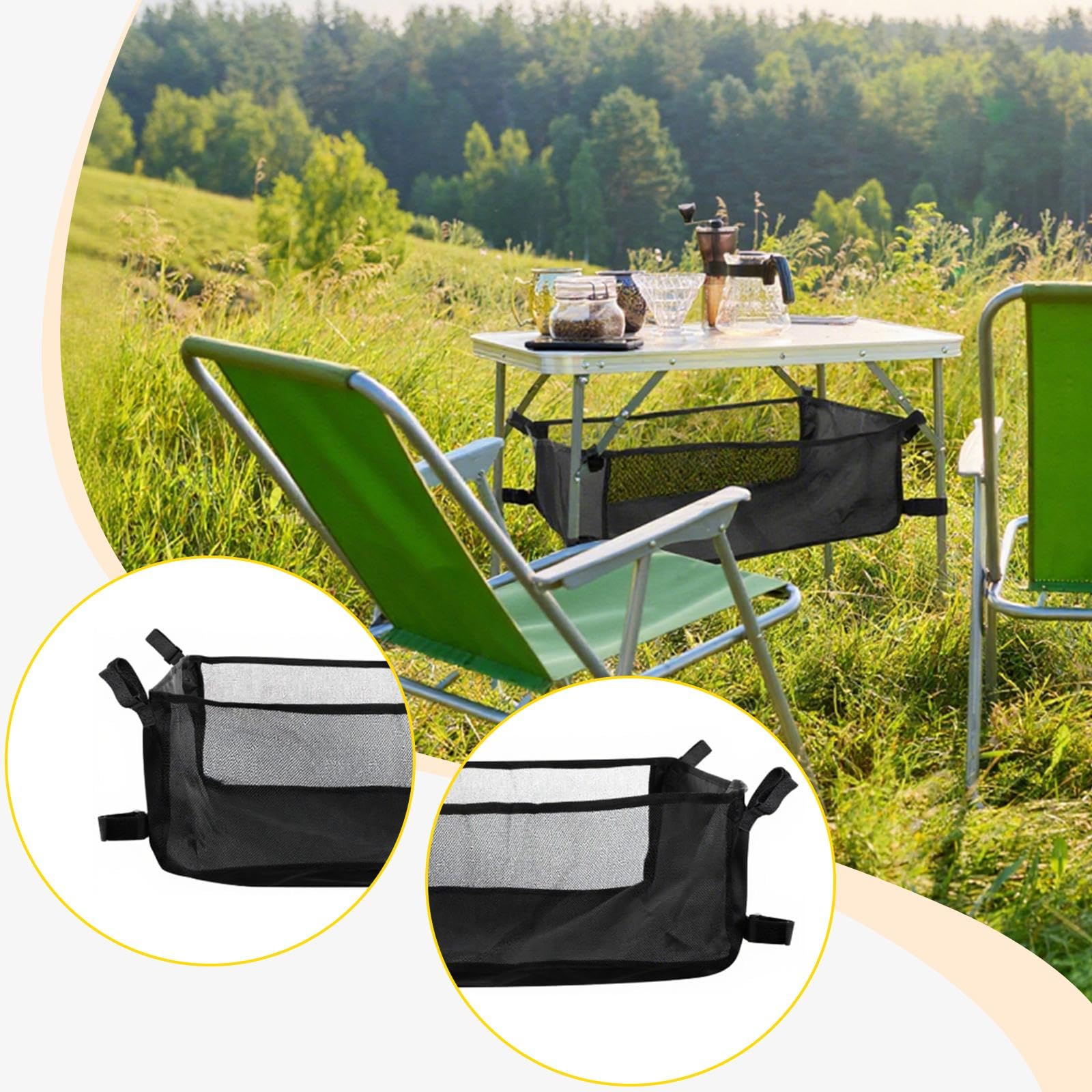 Borsa portaoggetti pieghevole da campeggio, 56 x 56 x 20 cm, in rete, per attrezzi all'aperto, escursionismo, picnic e viaggi, accessorio essenziale portatile per avventurieri
