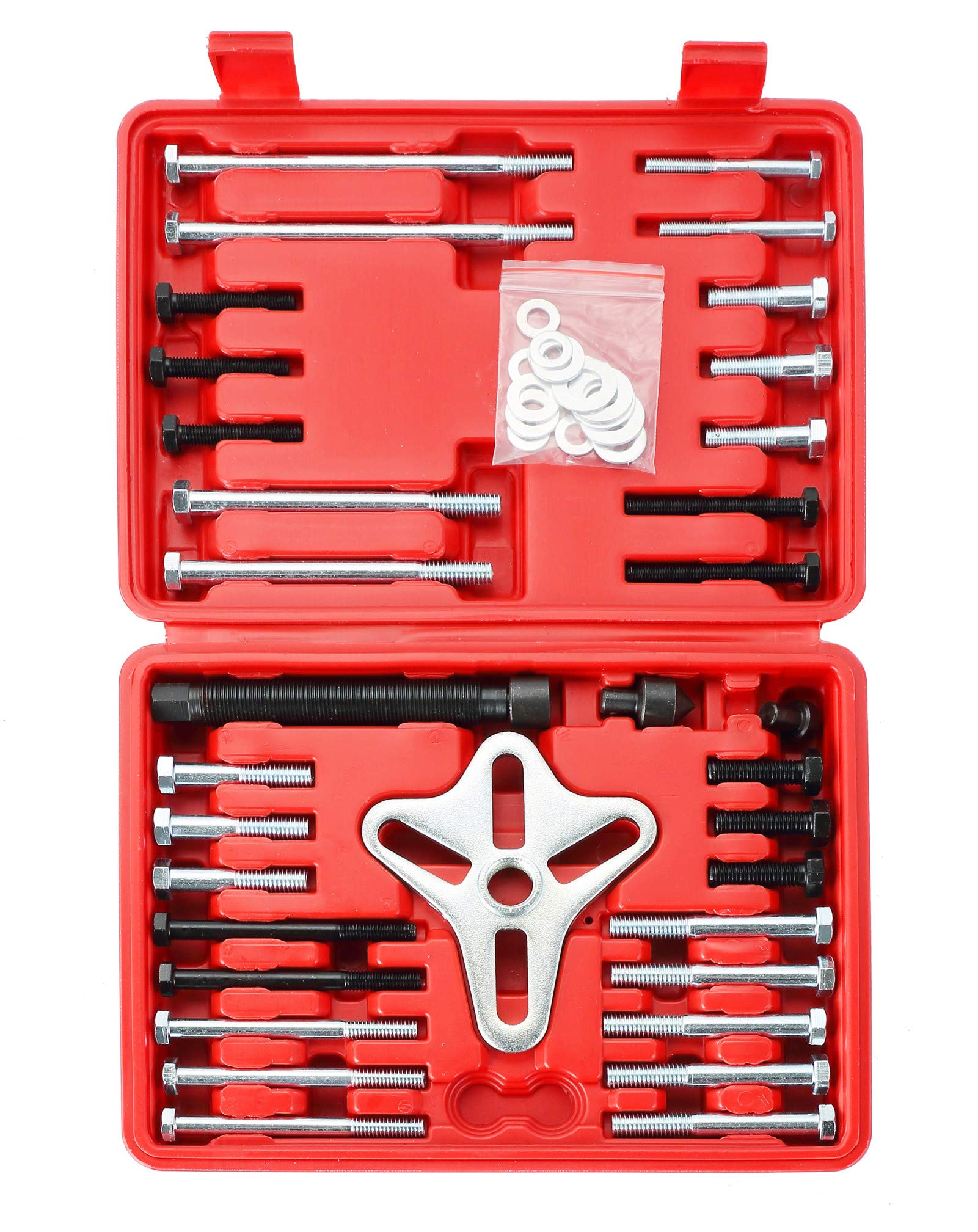 ATPEAM 46pcs Harmonic Balancer Puller Set | Steering Wheel Puller Kit, Use with Harmonic Balancers, Crankshaft Pulleys and Gears, Work on Most Cars, Pickups, SUVs