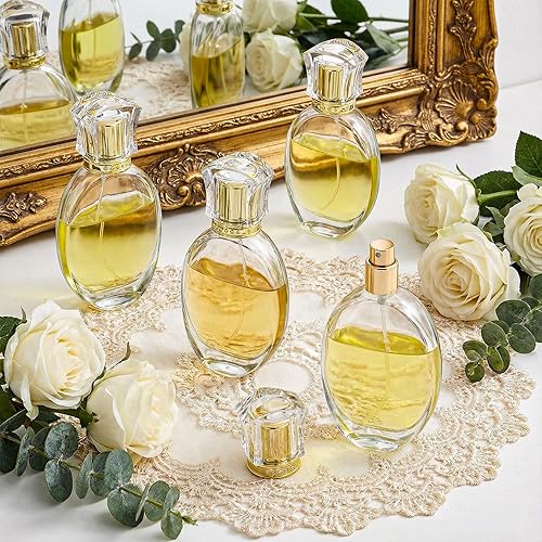 Miniatura 7 de Paquete de 6 botellas de perfume recargables en aerosol, botella atomizadora de perfume de vidrio vacía de 1.7 fl oz1.7 onzas, botella de repuesto