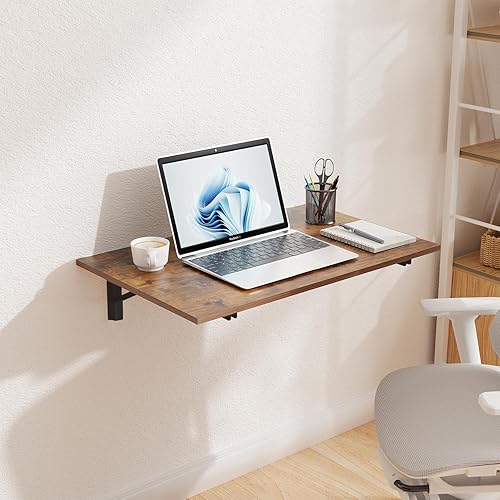 Wall Mounted Folding Table - Rustic Brown