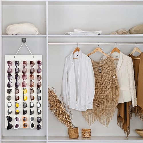 Miniatura 4 de PACMAXI Organizador de almacenamiento para lentes de sol, bolsillo de pared montado por gafas de sol, soporte de almacenamiento para anteojos