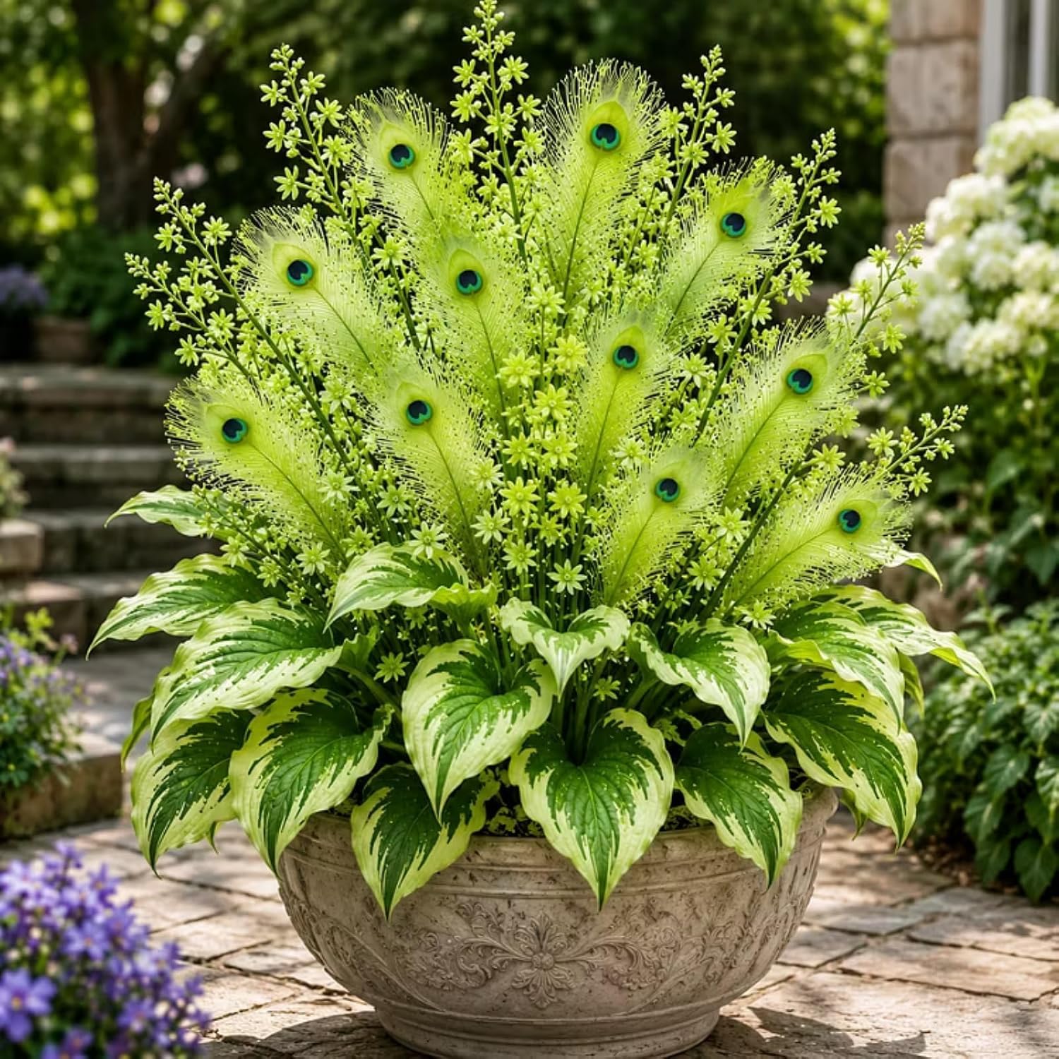 'Peacock Flame' Hosta - Dazzling Display-Shade-Tolerant Perennial- Perennial Easy Grow for Garden Displays-8 Bulbs-E