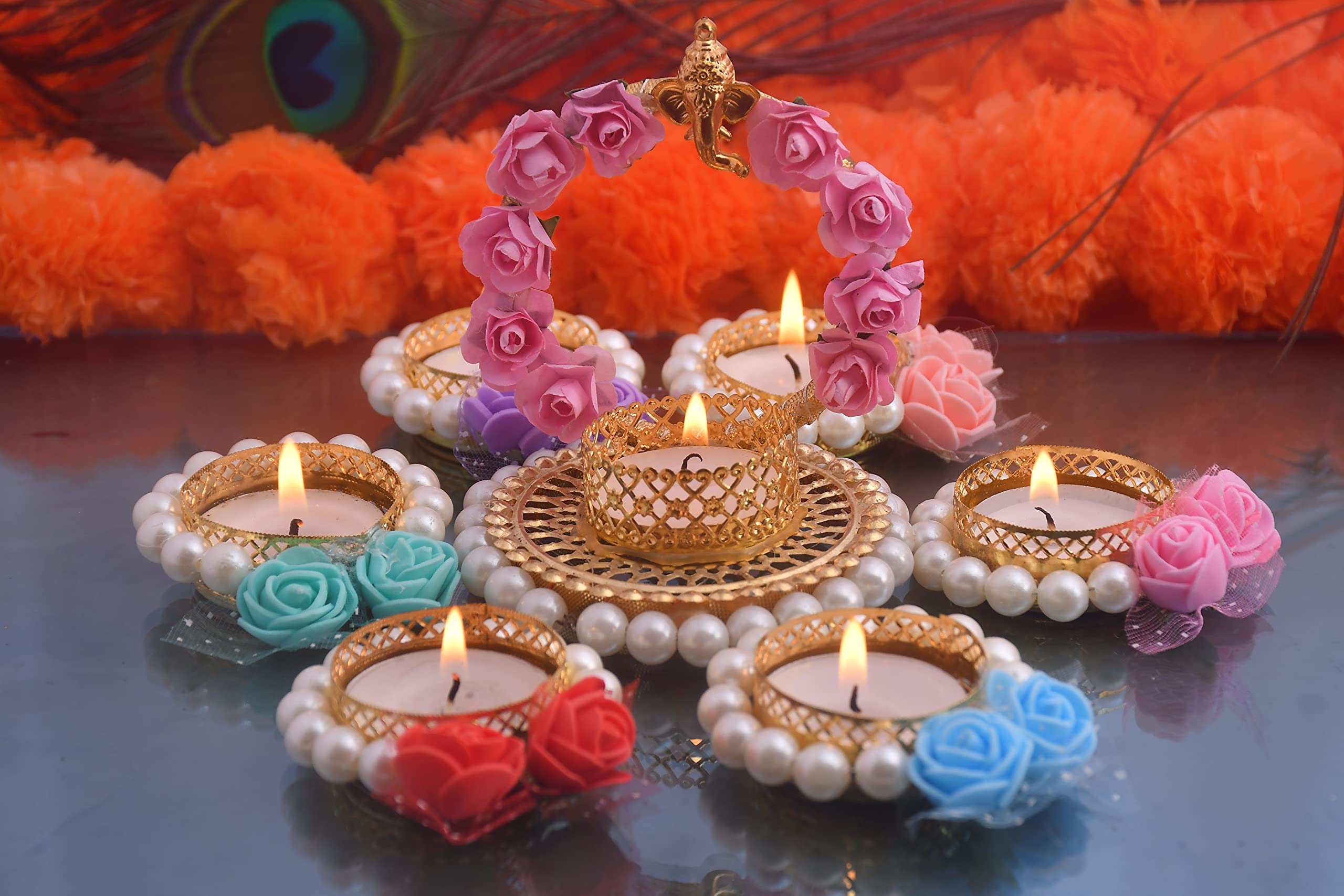 Luvkushcart Diwali Diya, Home Decor, Artificial Flower Diya, Tealight Candle, Traditional Diya, Diwali Lights, Diwali Decoration Items for Home (Diya-4) ,Multi-Ply,Multi-Ply (B09G781DH1) Amazon Price History, Amazon Price Tracker