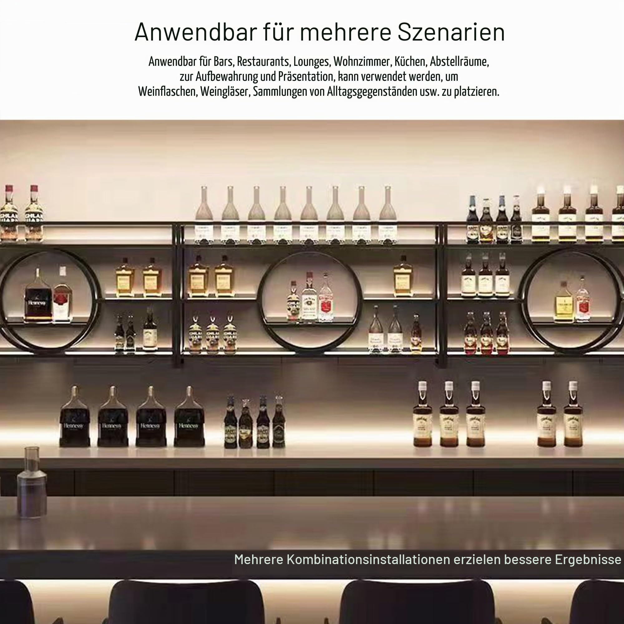 Weinregal Wand Metall Flaschenregal Schmal Wine Rack Bar Regal Wand mit Weinglashalter Getränkeregal Weinständer Esszimmermöbel für Bartheke Wohnzimmer Küche Home Bar(Nero,100cm/39.37in)