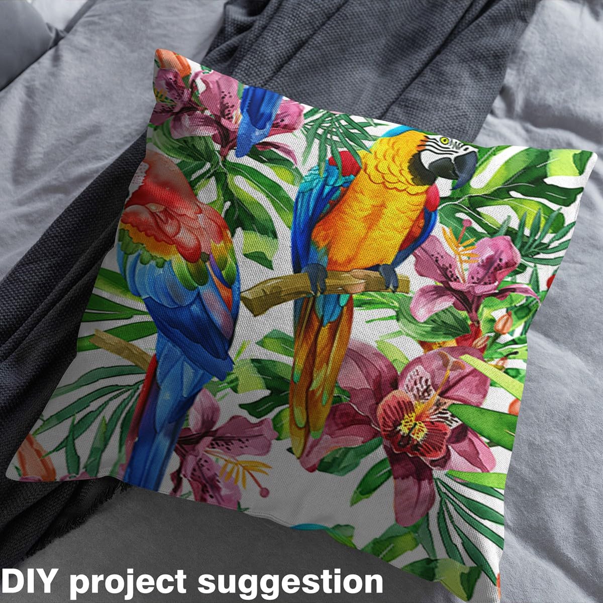 Bohemian Vintage Bird Fabric - Colorful Flowers Pattern Microfiber Material For Crafts & Upholstery