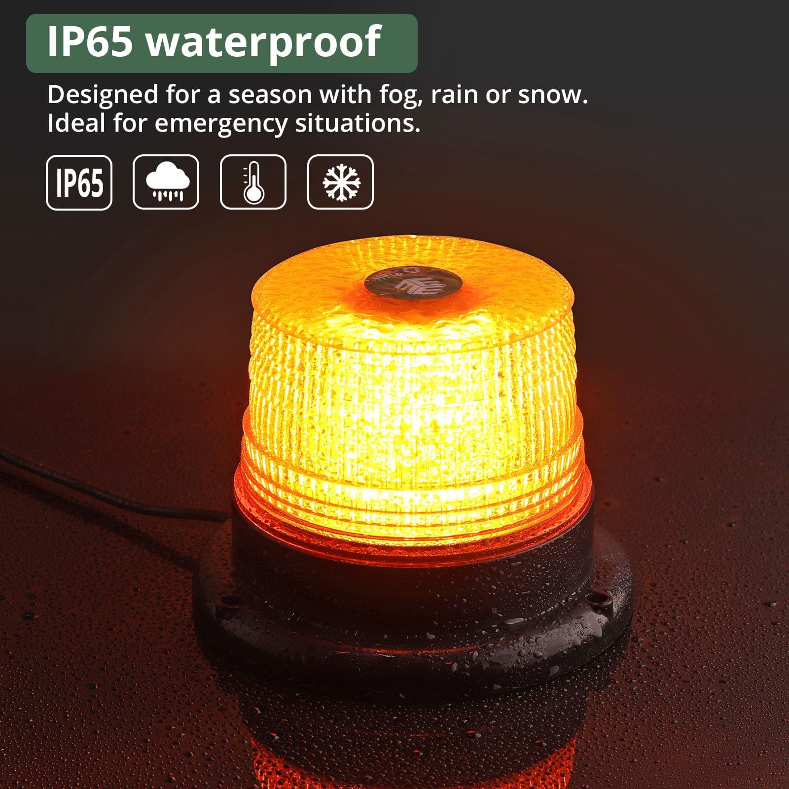 EYPINS Światła ostrzegawcze LED, 40 diod LED, magnetyczne, awaryjne miganie, ostrzeżenie, światło stroboskopowe, do ciężarówki 40 W, 12/24 V, wtyczka do papierosów (bursztynowe)