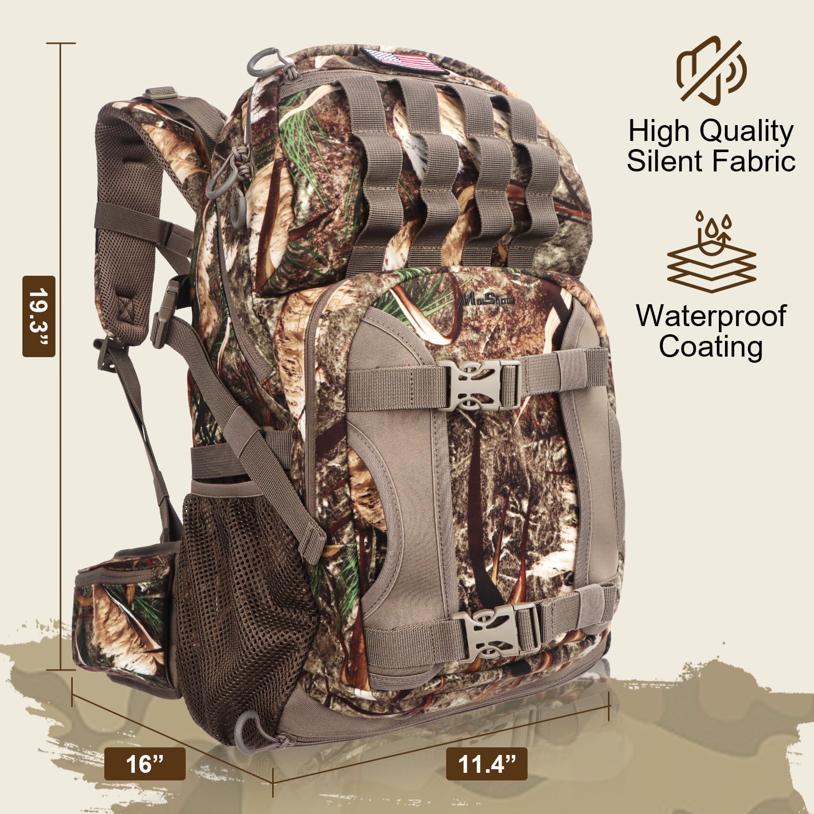 Mochila de caza, mochilas de caza de camuflaje y bolsas de lona, resistente al agua, de larga duración, mochila de arco de gran capacidad