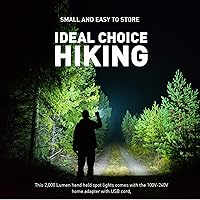 Vista 9 de GOODSMANN Foco recargable LED Spot Light Linterna de 2000 lúmenes Impermeable Luces de mano Proyector portátil recargable con silbato de emergencia