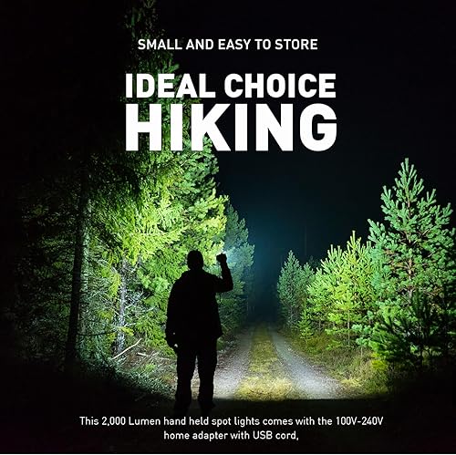 Miniatura 9 de GOODSMANN Foco recargable LED Spot Light Linterna de 2000 lúmenes Impermeable Luces de mano Proyector portátil recargable con silbato de emergencia