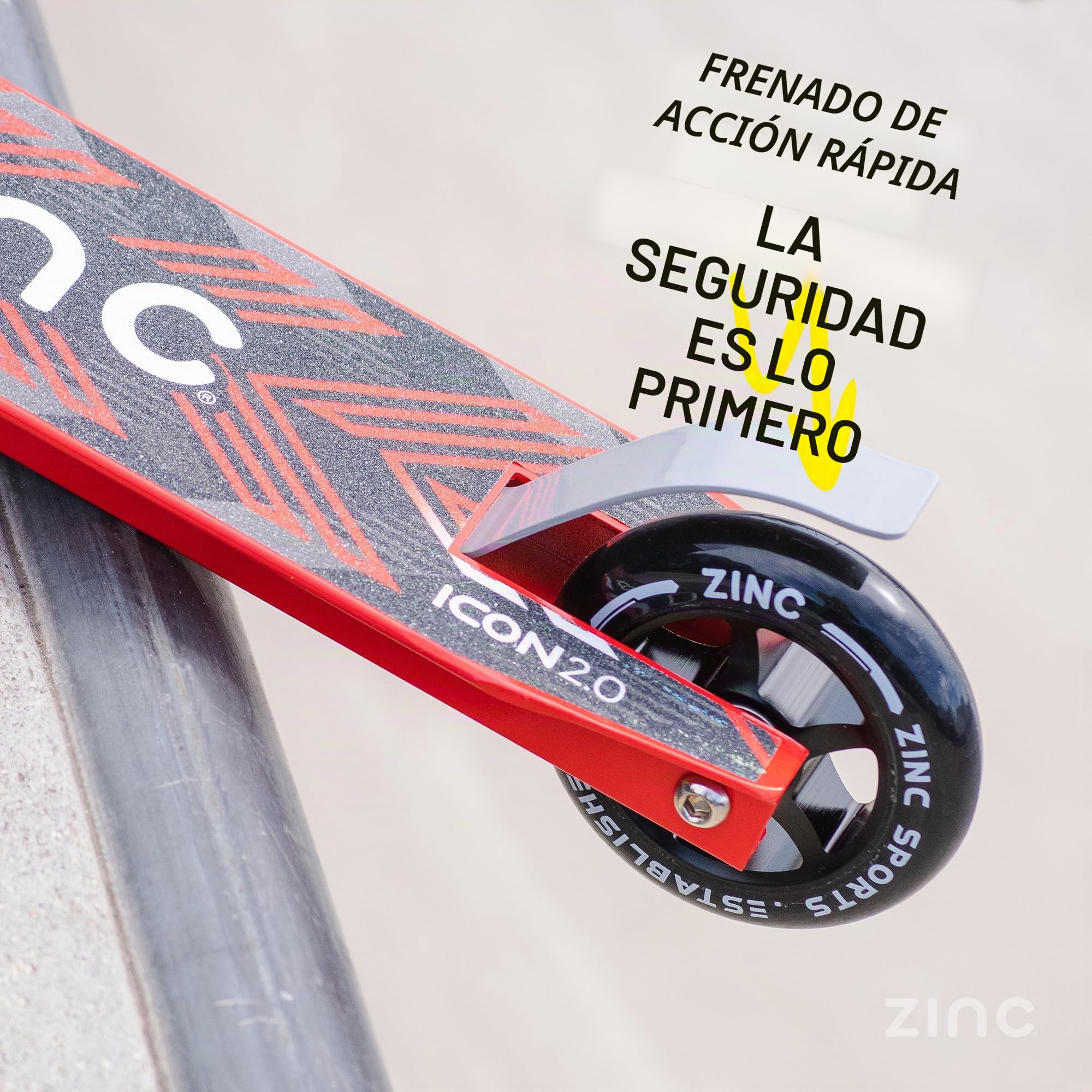 Zinc Icon 2.0 - Patinete para Acrobacias, Color Rojo y Negro