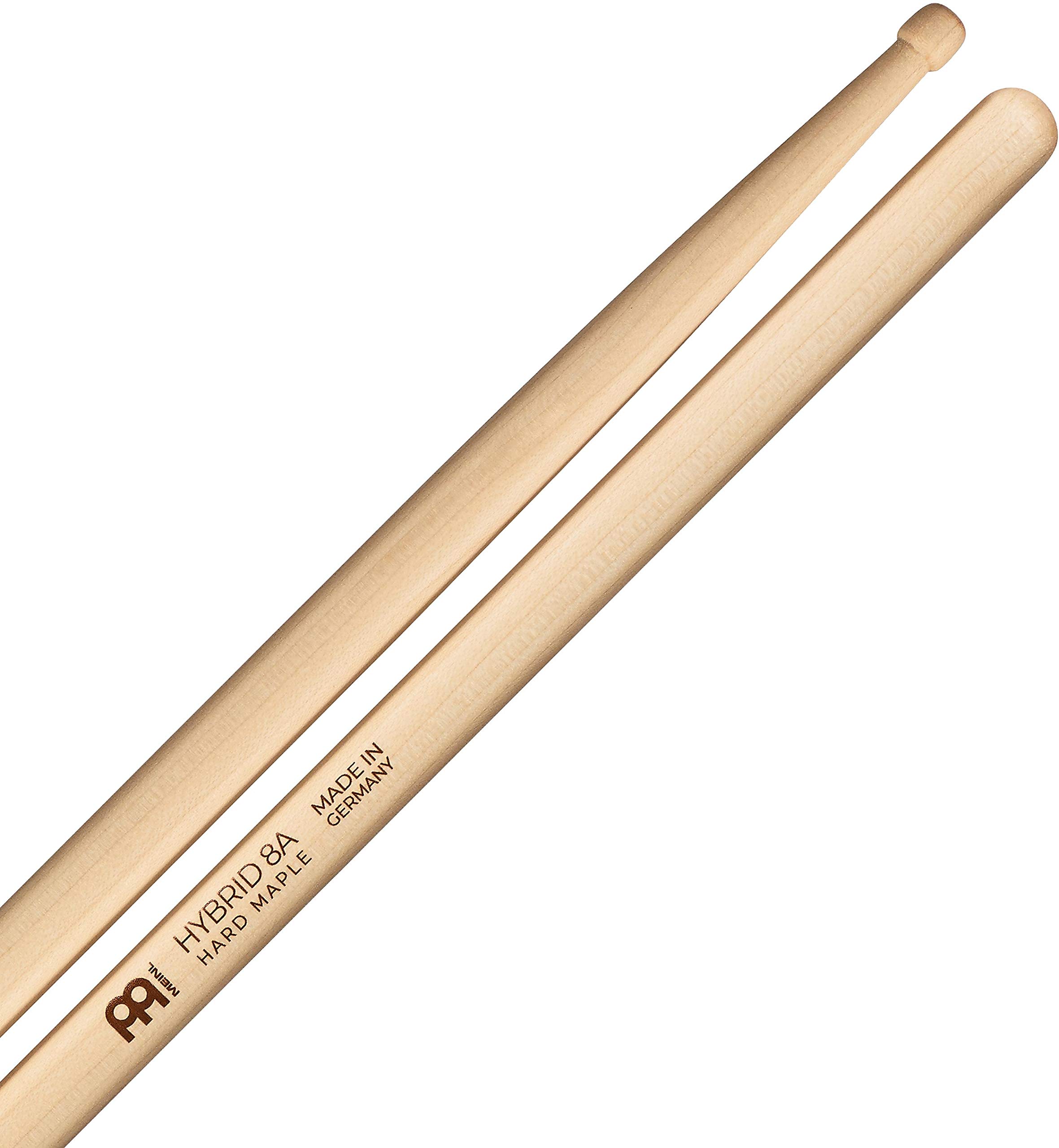 Meinl Stick & Brush Drumsticks, Hybrid 8A — North American Maple with Acorn/Barrel Shape Wood Tip — Made in Germany (SB135)