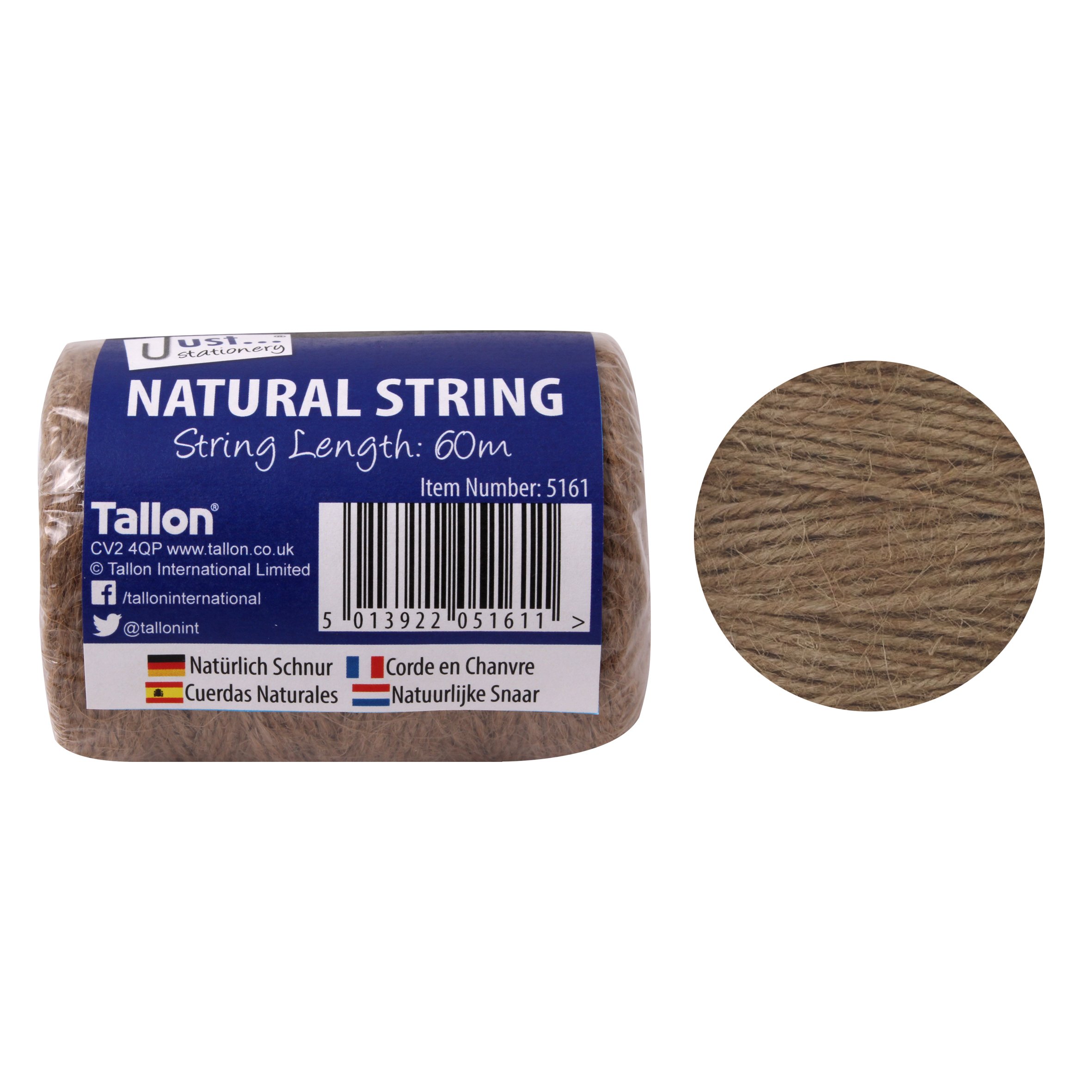 Tallon Brown 60 Meter Of Natural Garden Office Twine String Allotment Ties Tie Back Ball