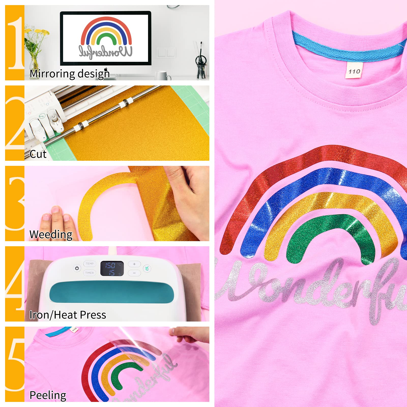 T-shirts/Garments Heat Transfer Printing Presses A4 Size Glitter Heat ...
