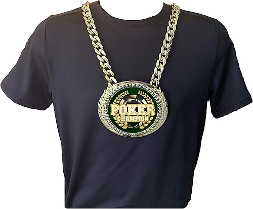 Miniatura 3 de Express Medals Poker Texas Holdem Champ Chain Trophy Award con una placa central que mide 6 x 5.25 pulgadas e incluye una cadena de 34 pulgadas con
