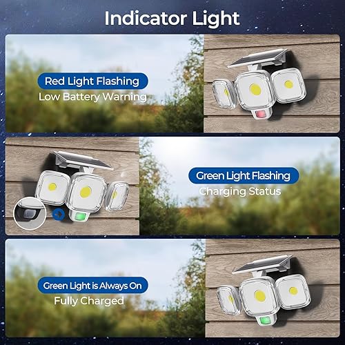 Miniatura 4 de CINOTON Luces solares con sensor de movimiento para exteriores, luces de seguridad LED con 3 modos y control remoto, IP65 impermeables, alimentadas