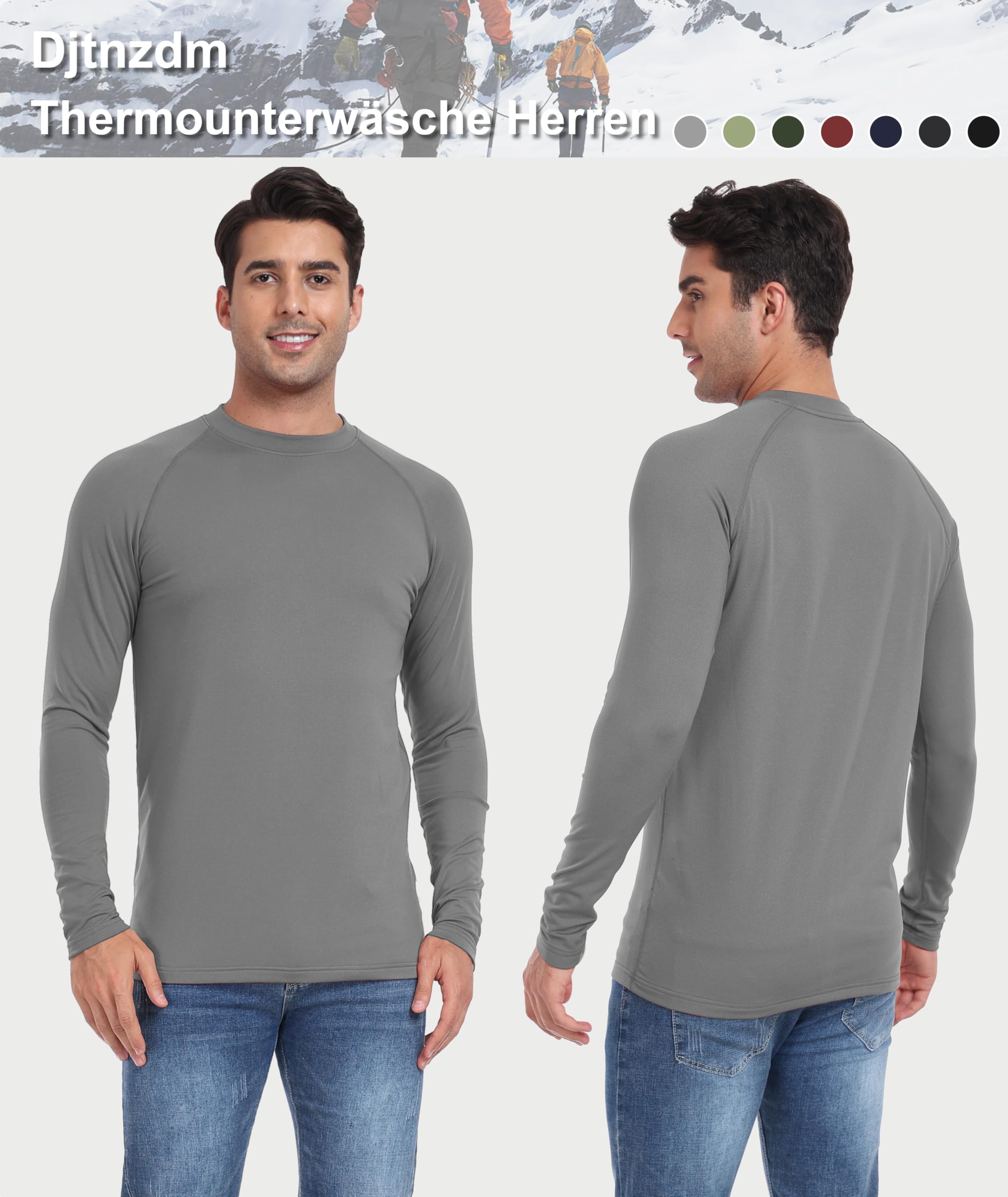 Djtnzdm Maglietta Compressione Uomo Maglia Termica Uomo in Pile Maniche Lunghe Invernale Sportivo Fitness Sci Termico Uomo Top