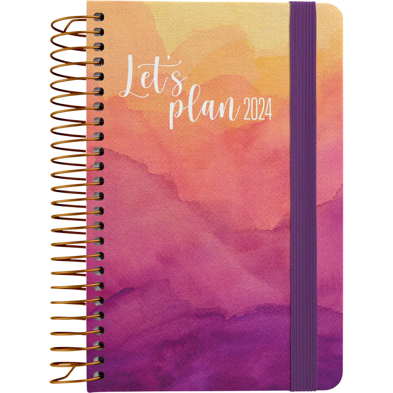 Grafoplás | Agenda Anual 2024 A6 | Diseño Passion | Español | Día Página | 10,5x16,5cm | Con Espiral | Tapa Dura Forrada en Tela Impresa| Cierre Elástico | Perfecta para Gestionar tu Tiempo