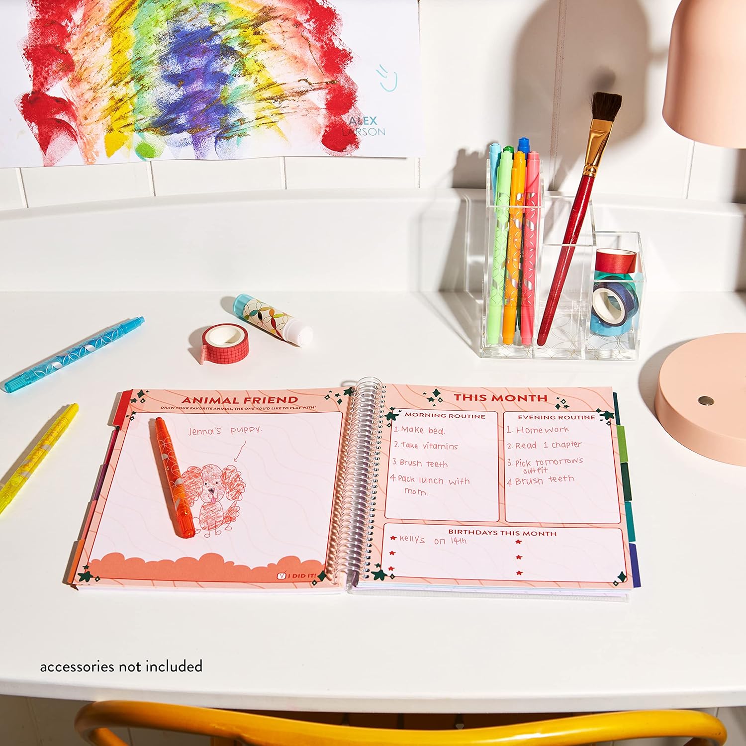 Erin Condren 7'' x 9'' Plastic Spiral Choose Peace Undated Kid's Planner - Calendars, Reading Logs, Stickers, and Creative Planner & Activity Book for Kids by Erin Condren
