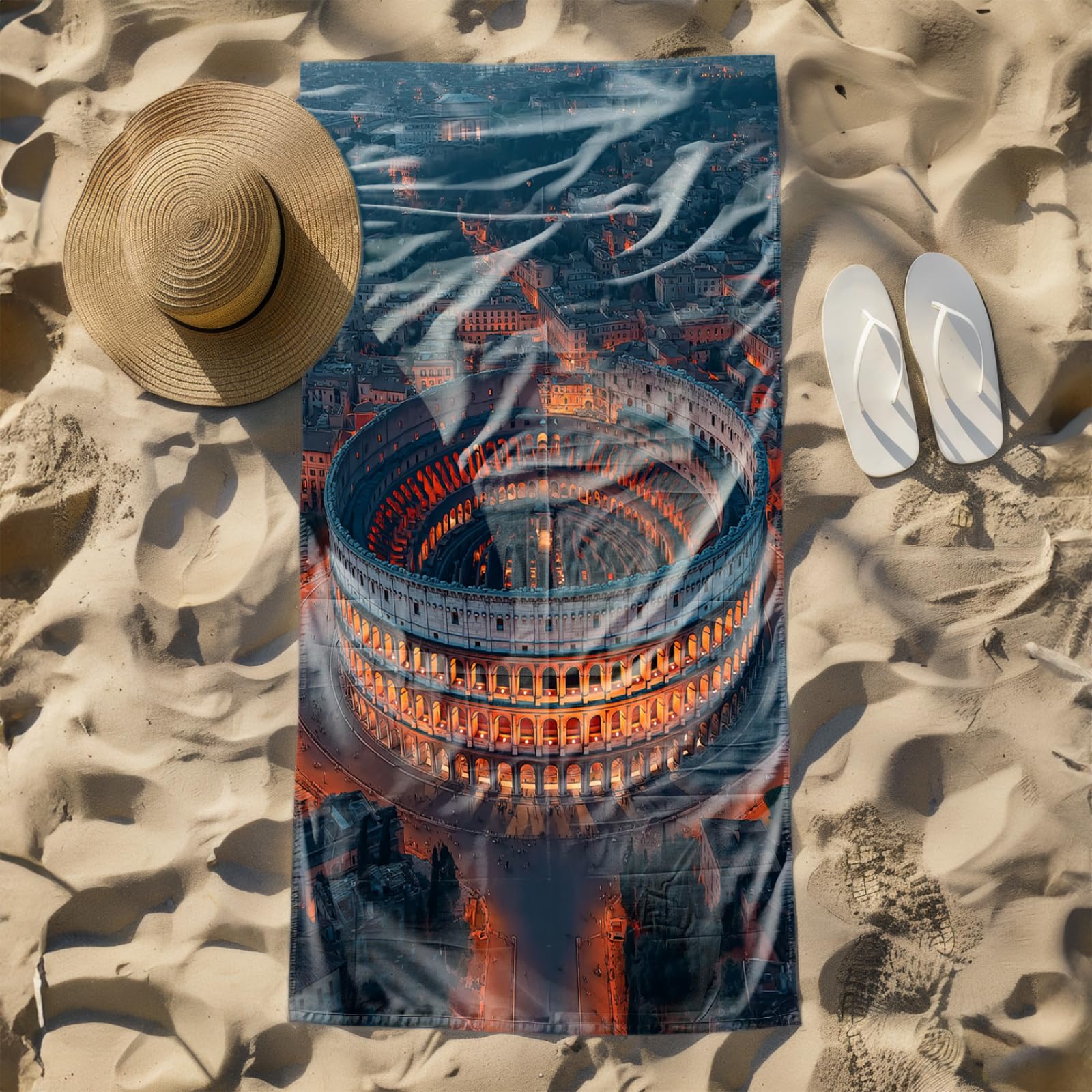 Générique Serviette de Plage XXL Bâtiment Orange Gray