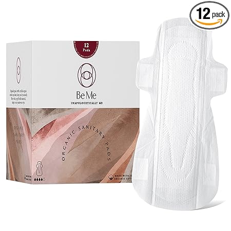 Be Me - 12 Sanitary Pads For Women, Rash Free, Ultra-Thin, Leak Proof, Biodegradable, Certified Napkins, EXTRA LARGE for Heavy Flow (Pack of 12) With Brown Disposable Pouch