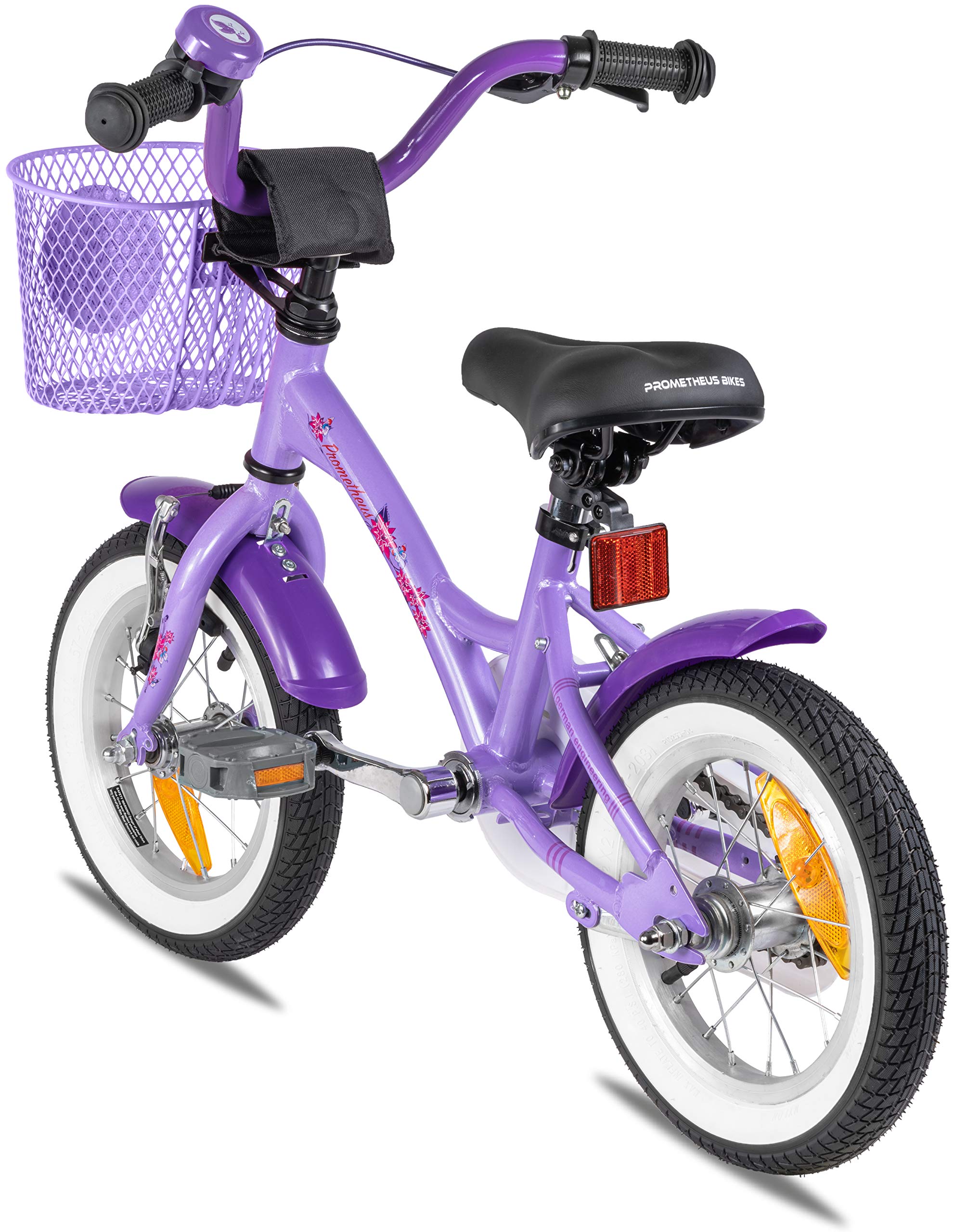 PROMETHEUS BICYCLES Bicicleta niña 3 años Bicicletas niña 12 Pulgadas Bici - Infantil con Pedales 3-4 años ruedines y Freno contrapedal Morado
