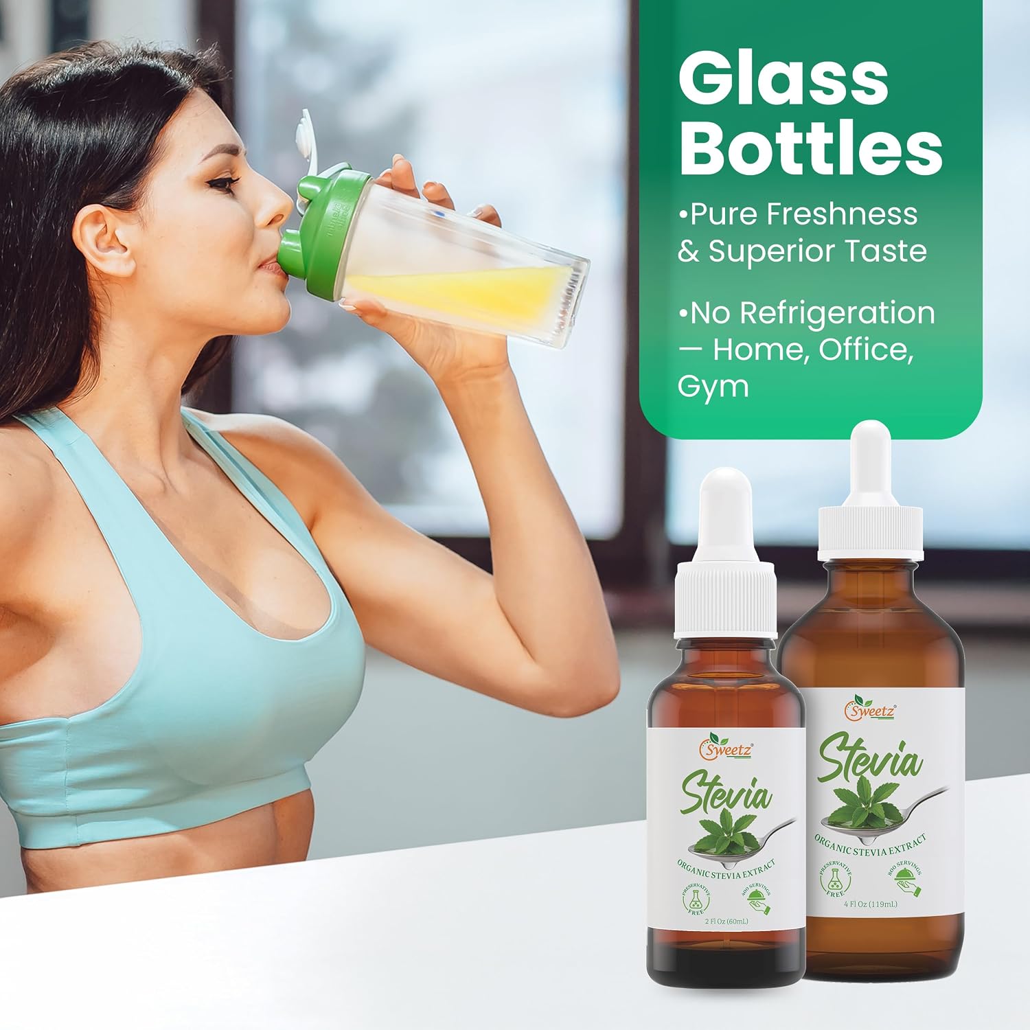 G-Sweetz Preservative-Free Liquid Stevia Drops – Organic Reb-D Rich Stevia Extract for a Clean, Sugar-Like Taste – 0 Calories, 0 Carbs, 0 Glycemic – Total 1200 Servings – 2 Fl oz Glass Bottle, 3-Pack
