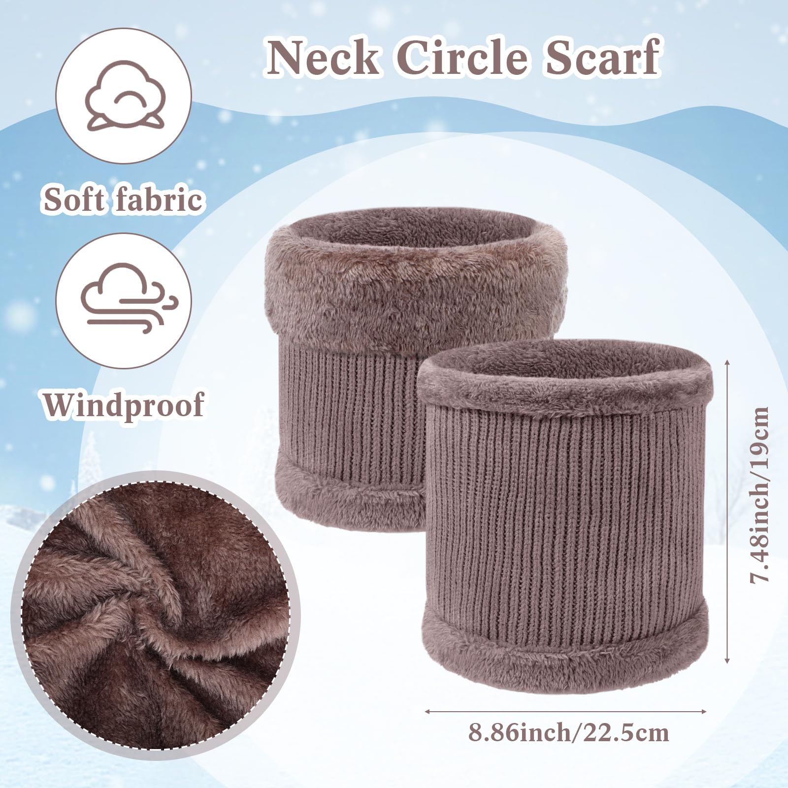 Hicarer 4 Set Damen Mütze Schal Set Winter Warme Mütze Strickmütze mit Hals Kreis Schal Ski Schnee Hüte Warmfutter Slouchy Weich Halswärmer Solide Unisex für kaltes Wetter Outdoor Sport Skifahren
