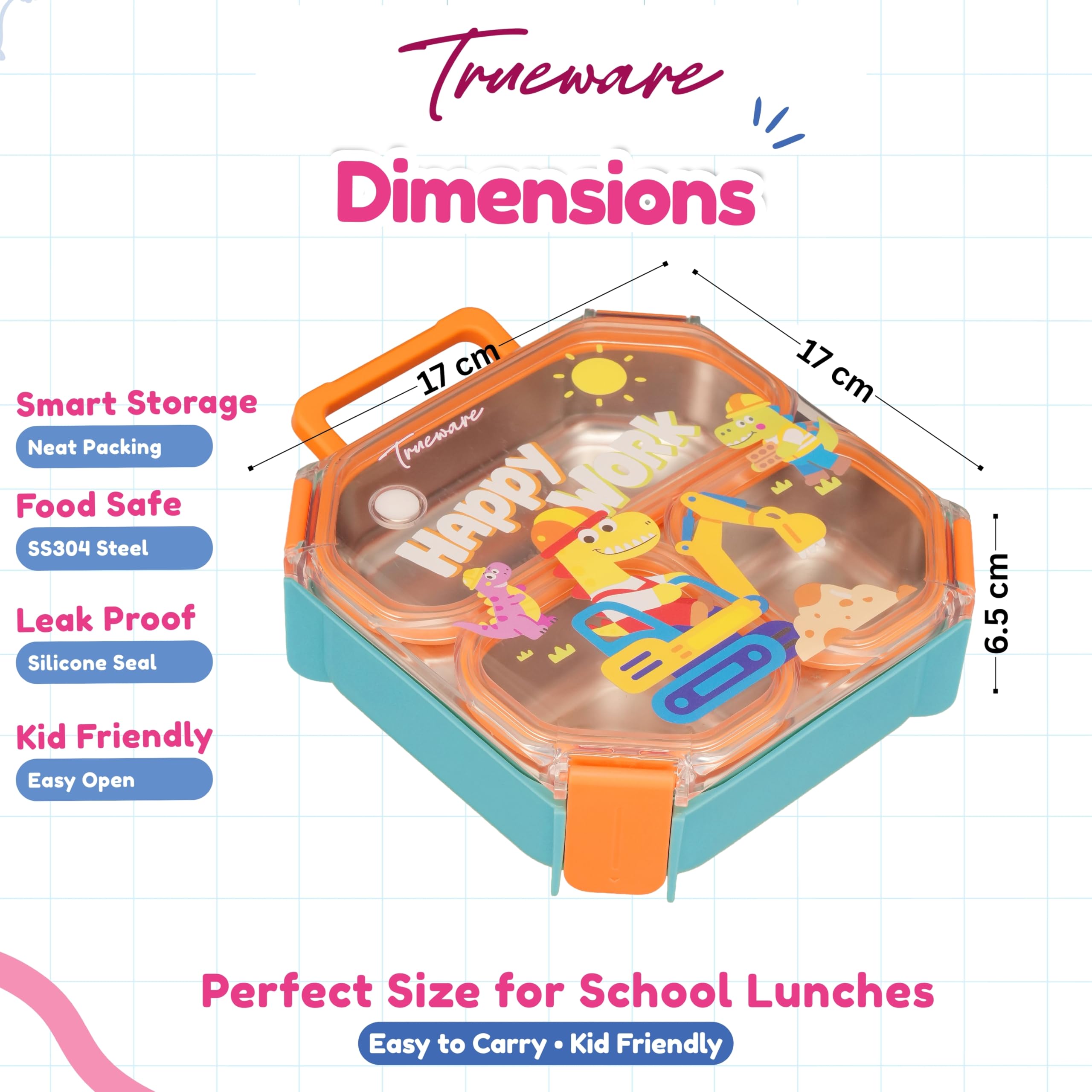 Trueware Astro Lunch Box - 3 Compartments, Insulated -2 Trueware Astro Lunch Box - 3 Compartments, Insulated -2