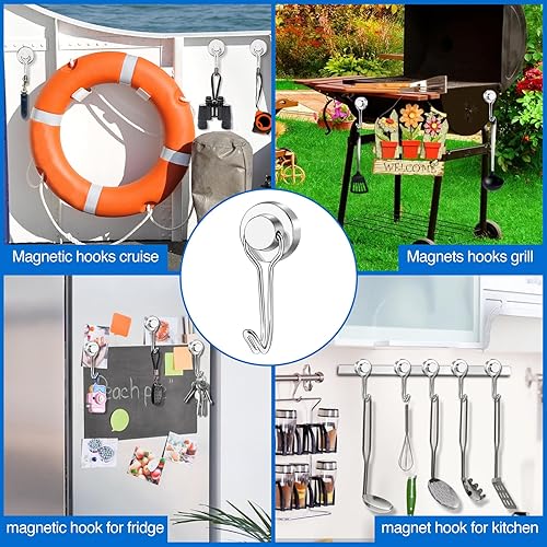Miniatura 8 de LOVIMAG Ganchos magnéticos para cabinas de cruceros, ganchos magnéticos de 40 libras para nevera, imanes giratorios para puertas de crucero con