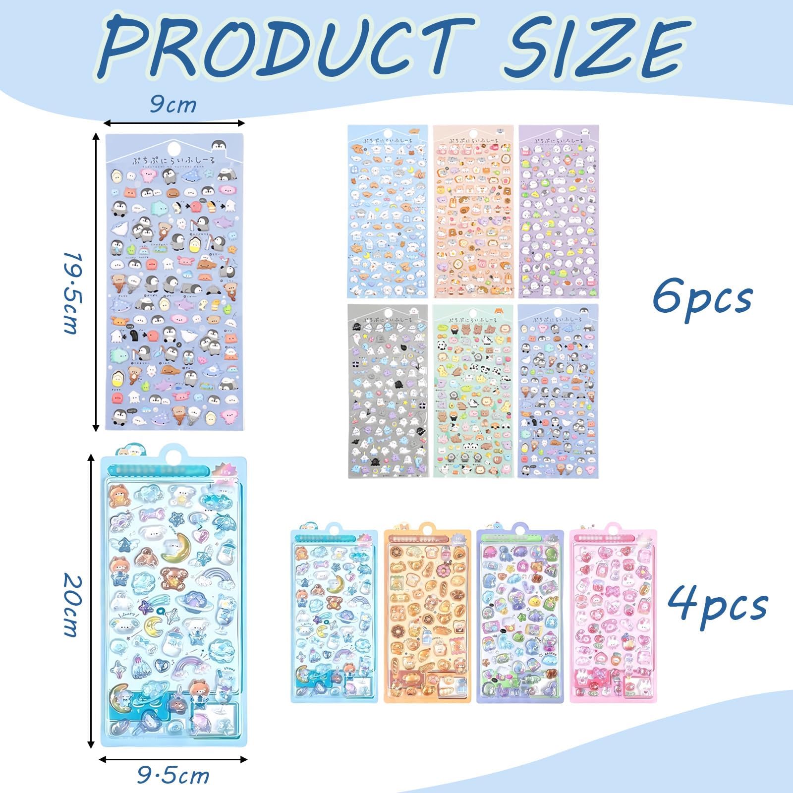 10Pcs Cute 3D Stickers Set, Cute Stickers for Children Cartoon Puffy Sticker Set Mini Pattern Small Animal Sticker Packs - Image 2