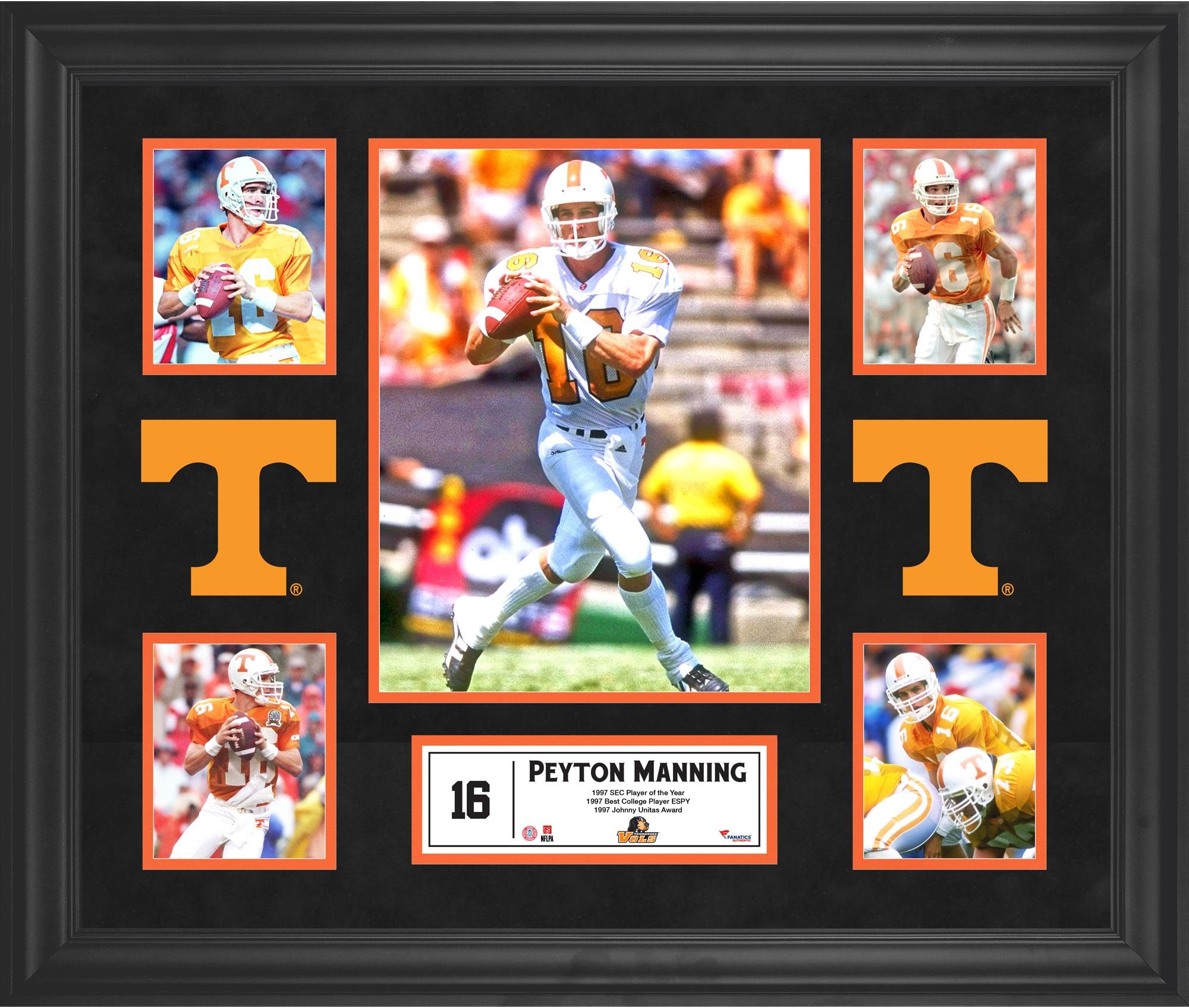 Peyton Manning Tennessee Volunteers Framed 5-Photo Collage - College Player Plaques and Collages