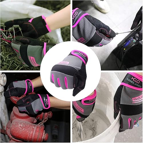 Miniatura 3 de HLDD HANDLANDY Guantes de trabajo para mujer, guantes de trabajo multifuncionales, para mecánicos, para jardinería, construcción, bricolaje, con