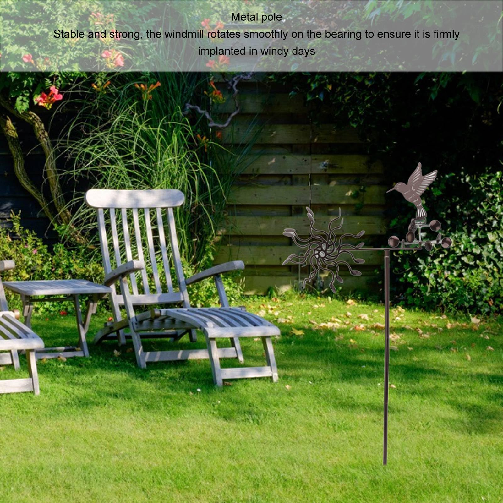 Leapiture Garden wind spinners Hummingbird Wind Spinner Metal Windmill Wind Sculpture Windmills Catchers for Outdoor Lawn Yard Patio Garden ornaments Wind spinners for garden - Image 4