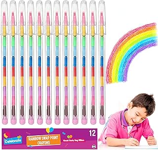 12pk Swap Point Crayon Rainbow Pencils | Twistable Crayons, Mini Colouring Pencils for Party Bags, Crayons Party Bag Fillers, Mini Crayons for Party Bags, Twistables Coloured Pencil, Colouring Crayons