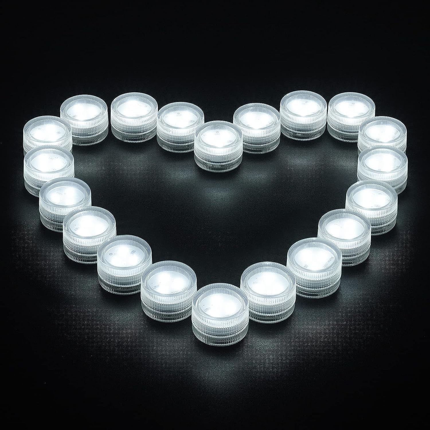 Mini Waterproof Diving LED Tea Lights Candles, Small Pure White Battery Operated Underwater Puck Lights for Weddings, Pools, Vases and Festive Decorations (Remote Control Not Included)
