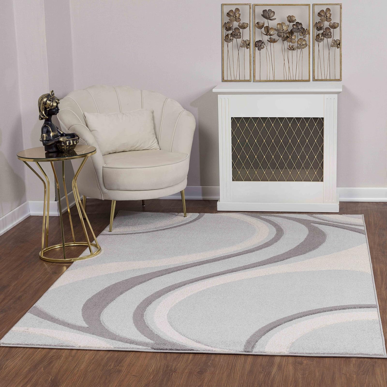 Livabliss Toulouse Abstract Rug - Area Rugs Living Room 160x213 cm, Dining Room, Lounge, Kitchen, Bedroom - Modern Marble Large Rug, Soft Luxurious Easy Care Medium Pile, Grey and Light Beige