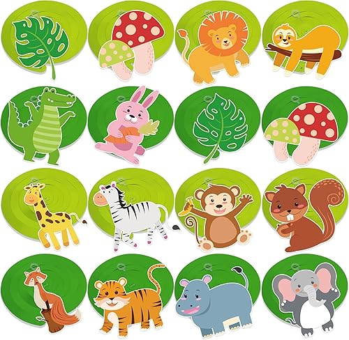Miniatura 4 de HOWAF Decoraciones de fiesta de animales de safari de selva, 30 piezas de remolinos colgantes de animales de la selva, remolinos de papel de