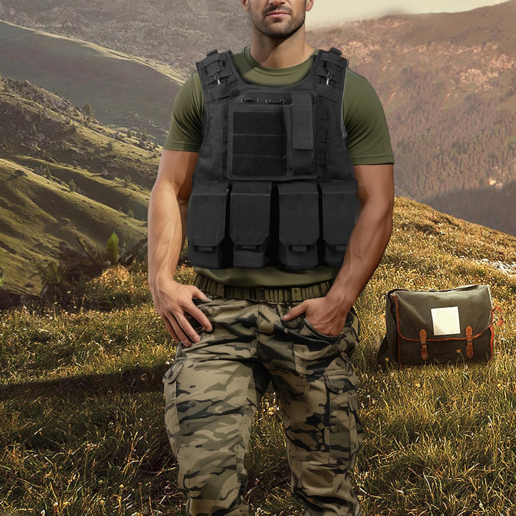 Sicherheitsweste, verstellbare Airsoftweste, leichte Paintballweste, Schnellwechsel-Plattenträgerweste, Komfort-Polizeiweste, multifunktionale Outdoorweste für Zugspiel, Paintballweste, Airsoftwe