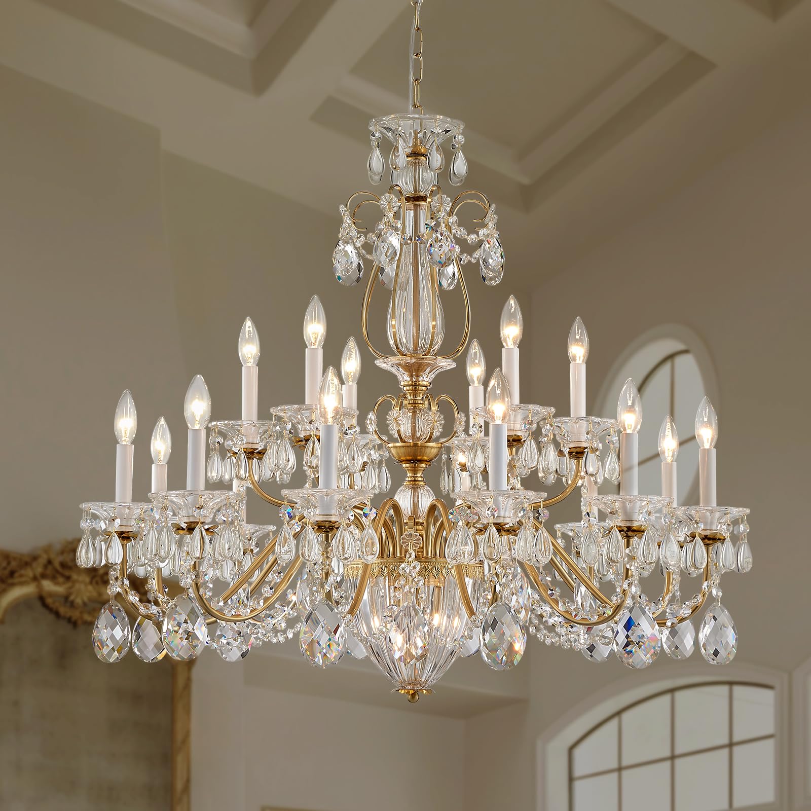 SHEKAITAO Vintage Maria Theresa Crystal Chandelier for High