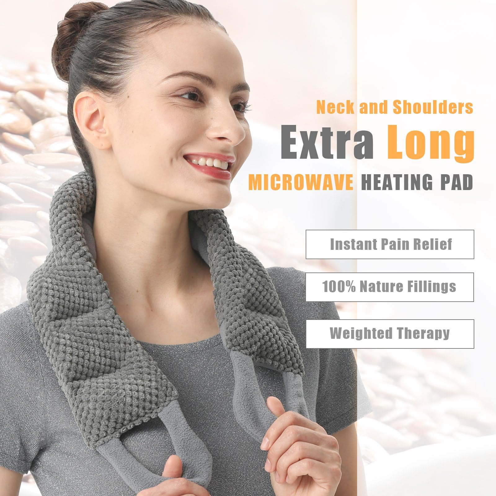 UNCN Extra Long Wheat Bags Microwavable, Grey, 33*5.9 inches - Image 3