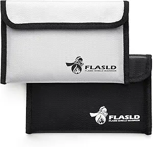 FLASLD Fireproof Money Bags, Fireproof Wallet Pouch, Small Safe Bag for Cash, Valuables & Passport, with Silicone Coating & Zipper Closure (2-Pack Money Bag-8x5”)